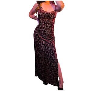 NWT Vintage Y2K Whimsigoth DE.LARU Velvet Burnout Wine Open Back Dress Sz 13/14